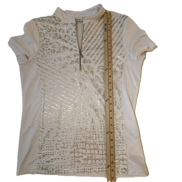 Chico’s Zenergy White and Gold Patterned Zip-Up Golf Top. Chico’s size 0, Small - Picture 5 of 7